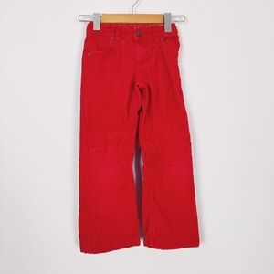 H&M Girls' Corduroy Heart Knee Print Pants in Red Size 5-6 Years Old 100% Cotton